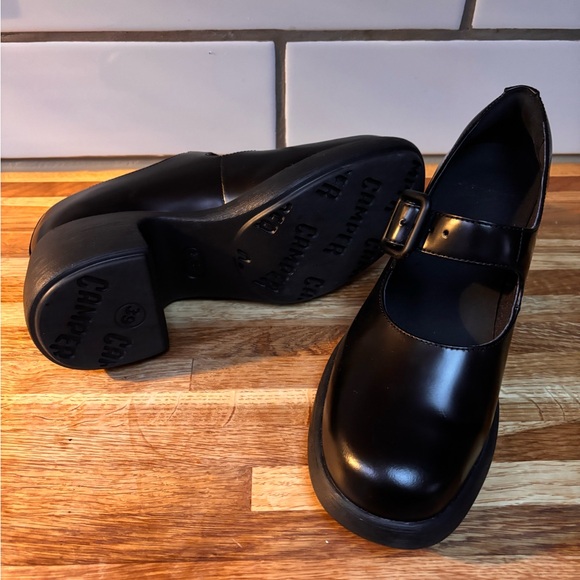 Camper Thelma II Platform Mary Jane’s Size EU 39 US 8.5 Black Calfskin Leather - Picture 6 of 8